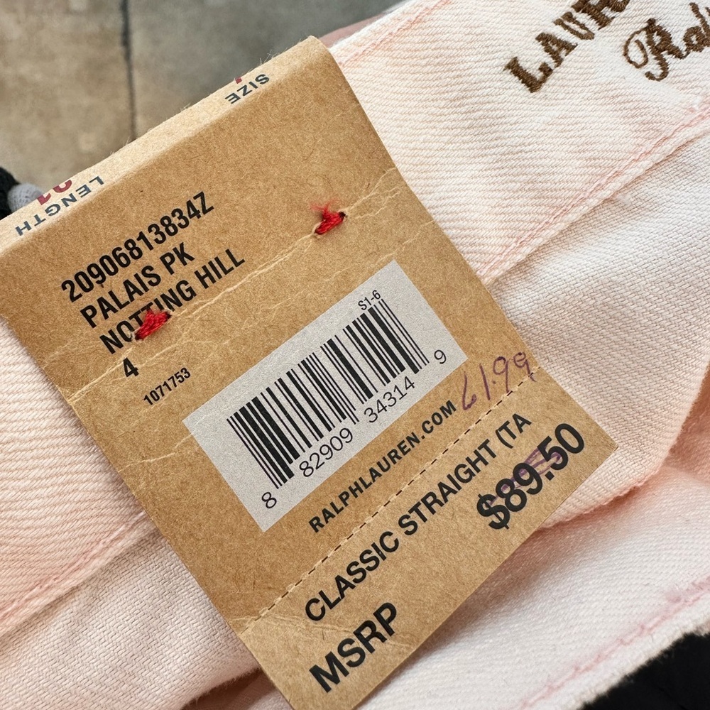 NWT Lauren Ralph Lauren Notting Hill Jeans Light Pink Size 4 Classic Straight - Picture 13 of 16
